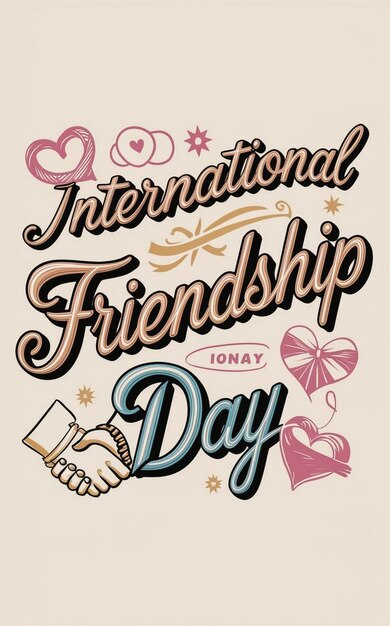 a poster for international friendship day with a hand holding a book that says friendship day