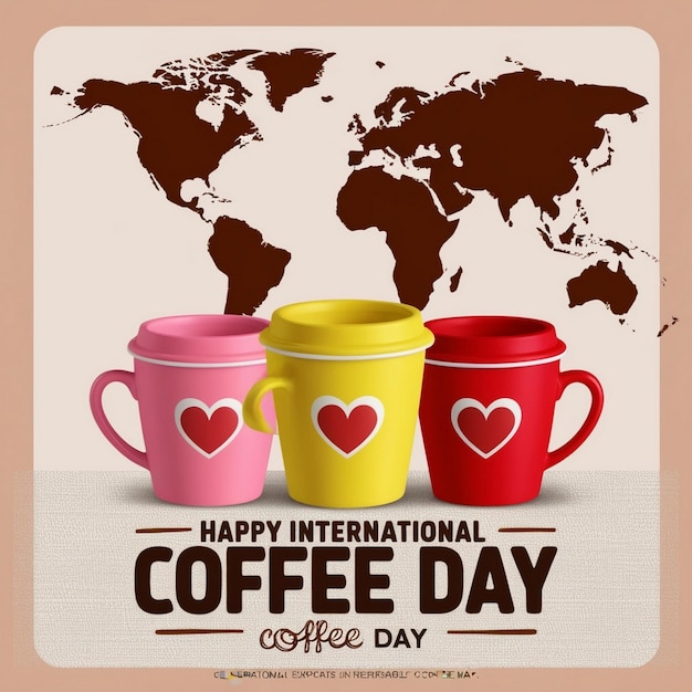 a poster for international international coffee with a world map in the background