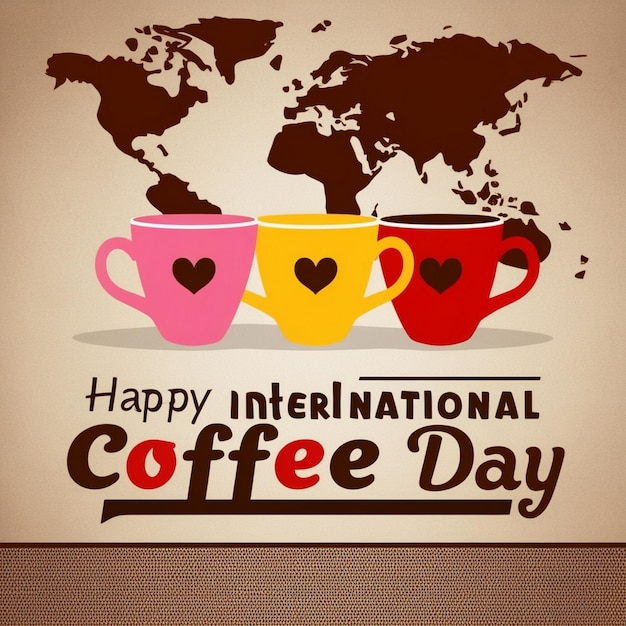 a poster for international international coffee with a world map in the background