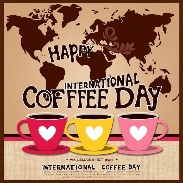 a poster for international international coffee with a world map in the background