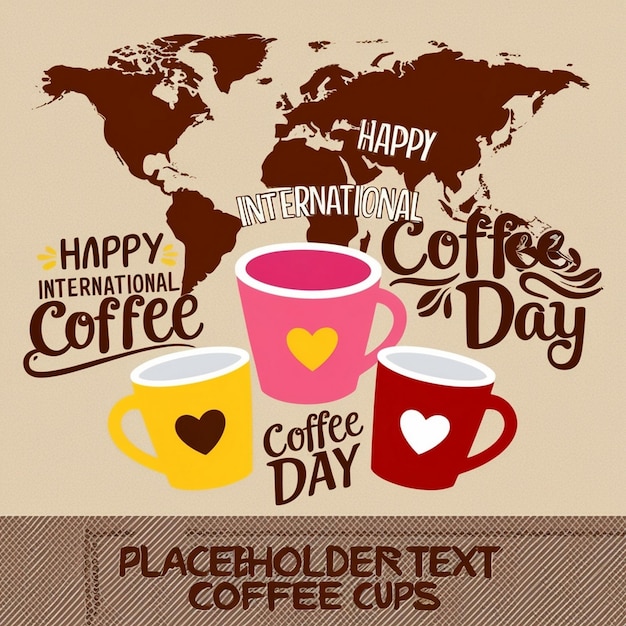 a poster for international international coffee with a world map in the background