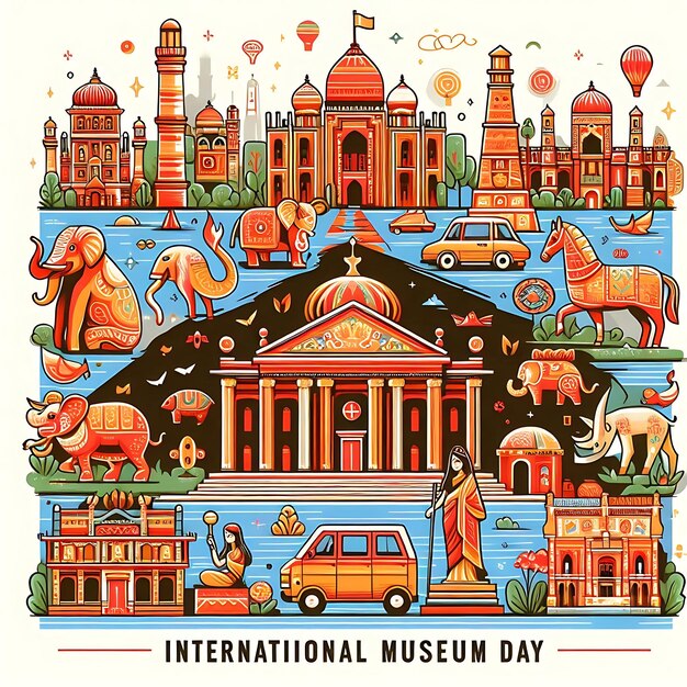 a poster for international international tourism with a building in the background