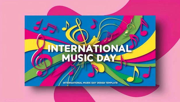 a poster for international music day with a colorful background