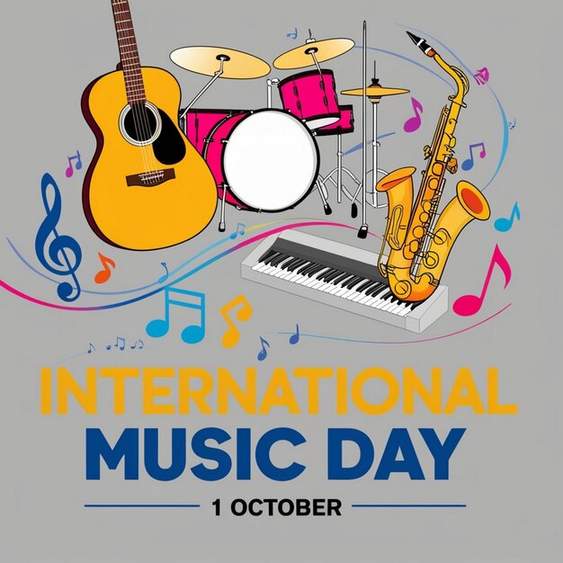 Photo a poster for international music day with a musical instrument