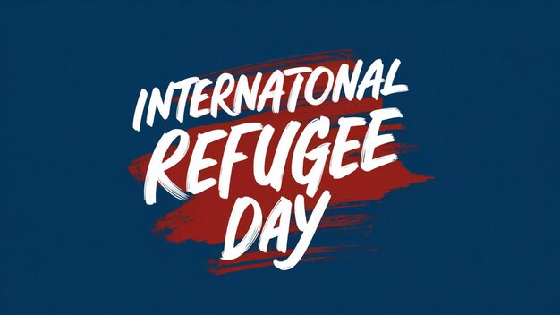 a poster for international refugees day with a red and blue background