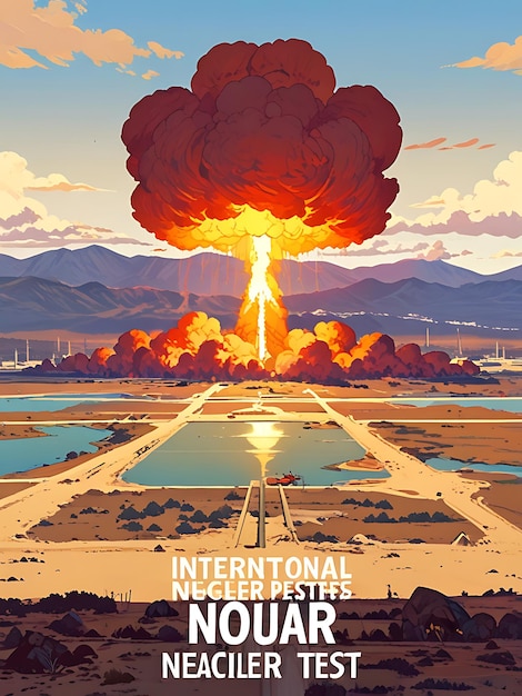 Photo poster for the international space show which is a nuclear explosion