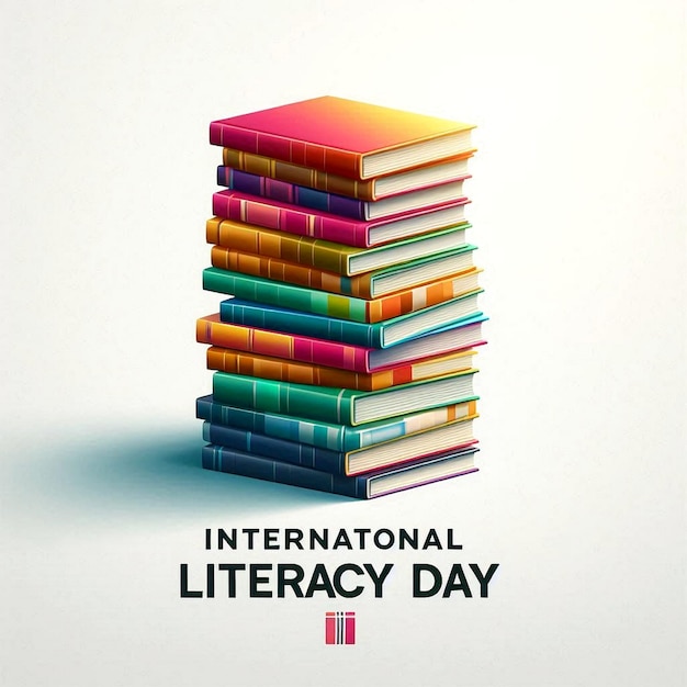 Photo a poster for international university day with a stack of books