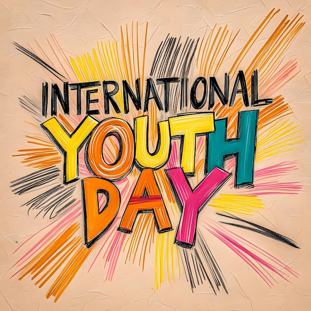 a poster for international youth day with a colorful background