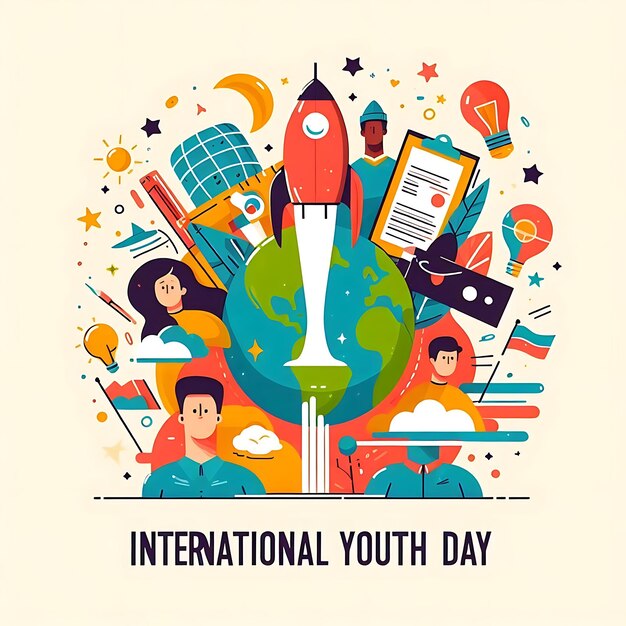 Photo a poster for international youth day with a colorful background