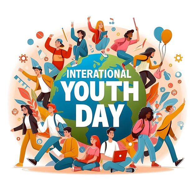 Photo a poster for the international youth day with a world map