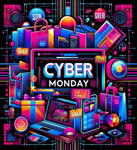 Photo a poster is designed for cyber monday