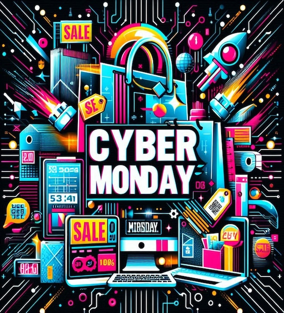 Photo a poster is designed for cyber monday