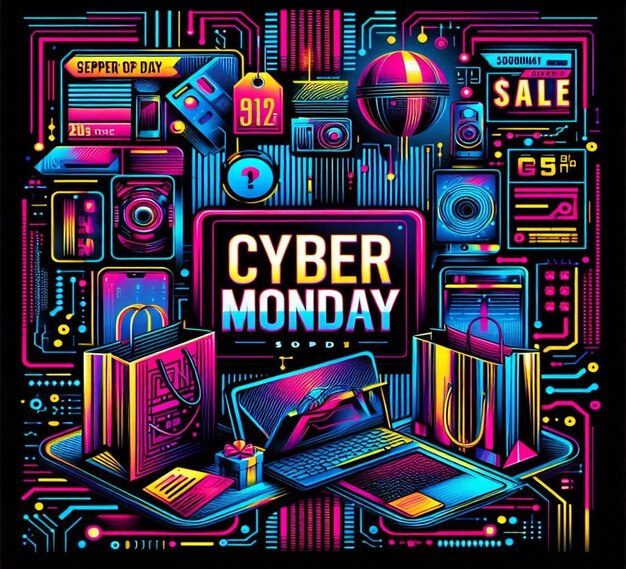 Photo a poster is designed for cyber monday