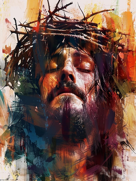 a poster of jesus carrying a cross with the words jesus on it