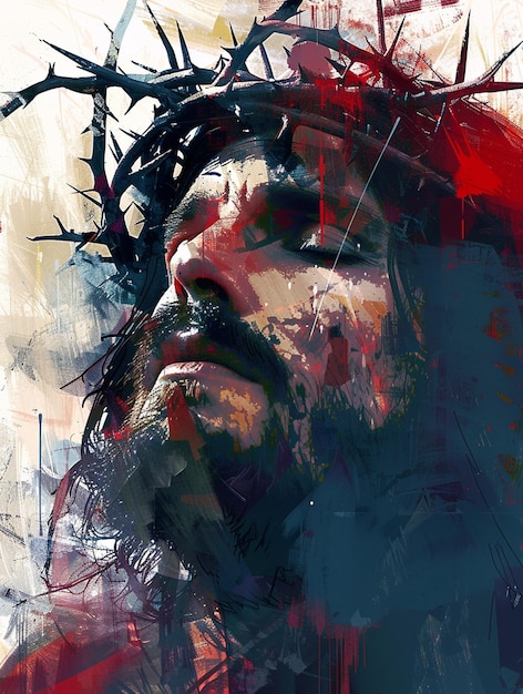 a poster of jesus carrying a cross with the words jesus on it