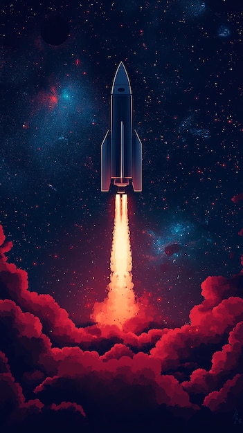 a poster for a launch event for a rocket