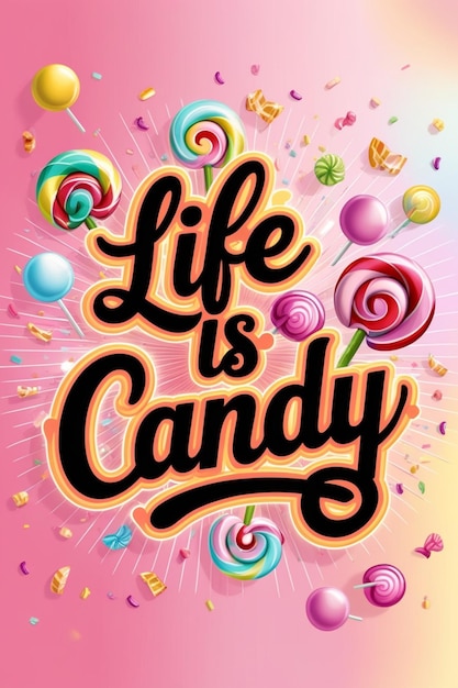 Photo a poster for life is candy candy with the words life is candy