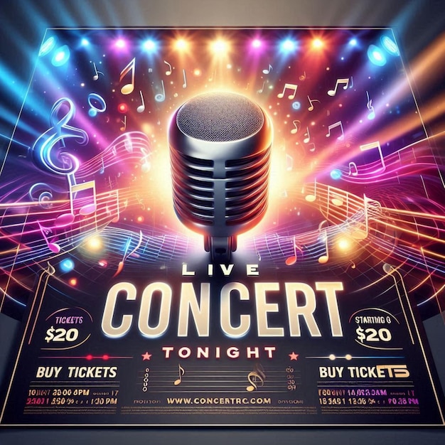 a poster for live music at the concert