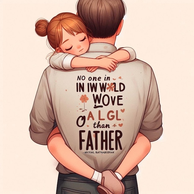 Photo a poster of a man hugging a child with the words no one in a world