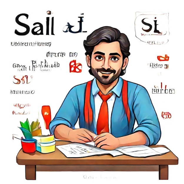 Photo a poster of a man reading a book with a man sitting at a table with the words  sailboat  on it