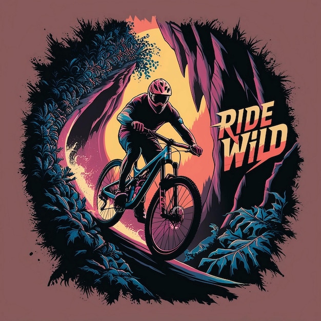 a poster of a man riding a bike with the word ride on it