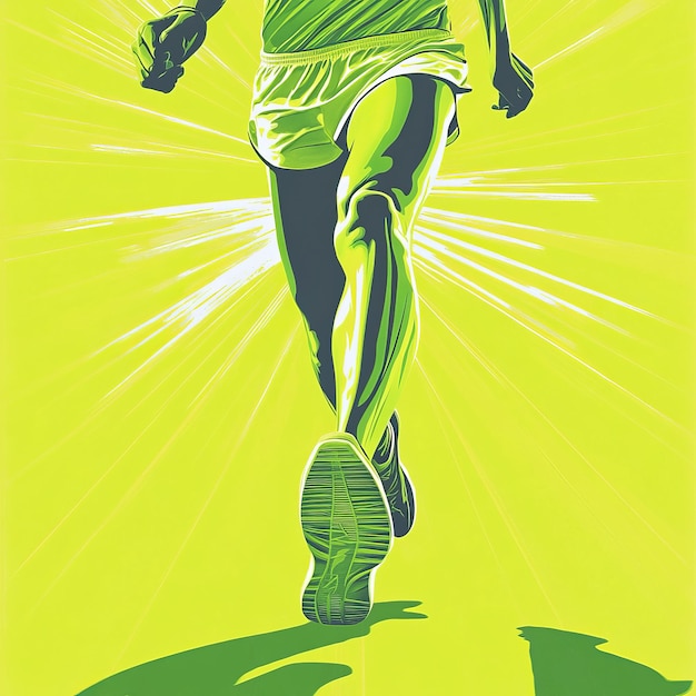 Photo a poster for a man running with a green shirt on