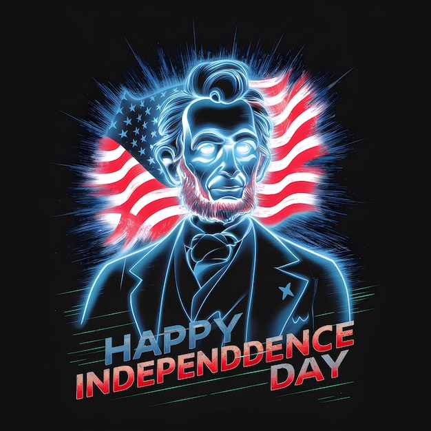 a poster of a man with a face on it that says independence day