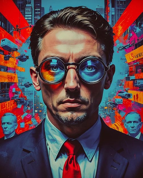 A poster of a man with glasses and a red tie with the word im a big on it