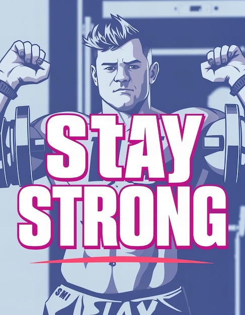 Photo a poster of a man with a strong arms