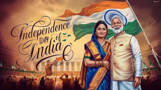 a poster of a man and woman with a flag that says independence day