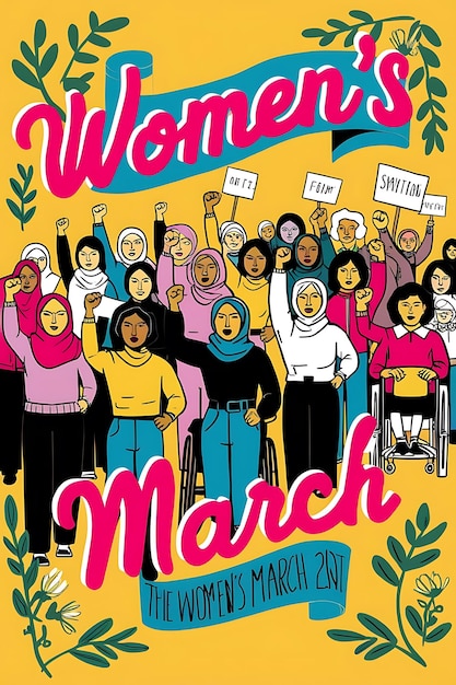 Photo a poster for the march march in march with people holding signs saying  march march march march