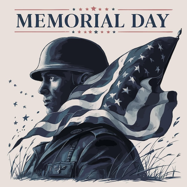 a poster for memorial day with a flag and a flag on it