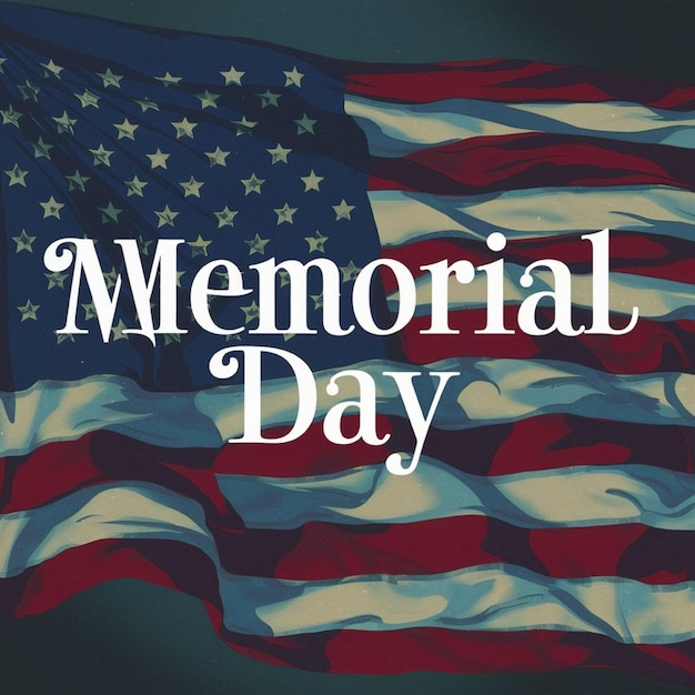 a poster for memorial day with a flag and stars on it