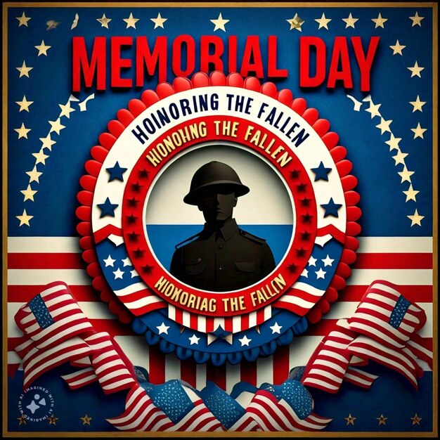 a poster for memorial day with a man in a hat