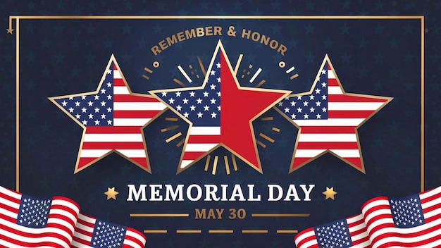 Photo a poster for memorial day with a red star and a star that says memorial day