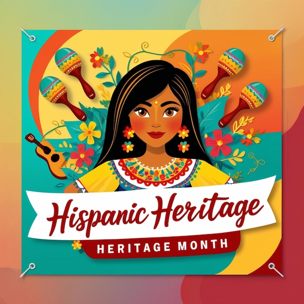 Photo a poster for mexican cuisine month with a woman wearing a traditional costume