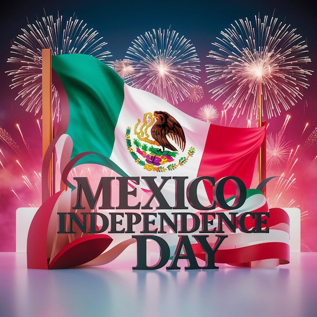 a poster for mexican independence day with fireworks in the background