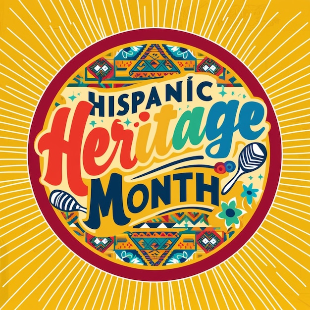 a poster for a mexican language month with a round orange circle