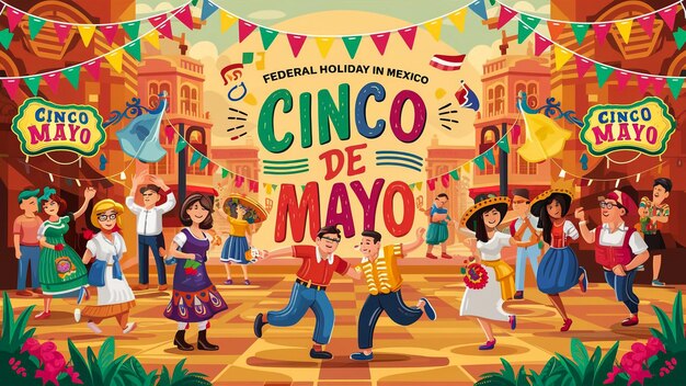 a poster for the mexican mexican holidays shows people dancing and playing music