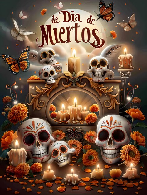 Photo a poster for mexican mexican mexican mexican mexican food with a candle in the middle