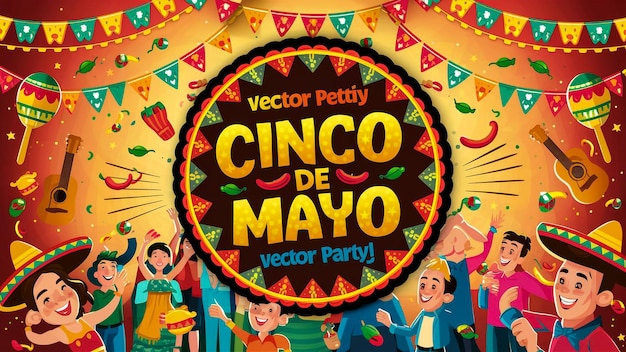 a poster for mexican mexican party with people dancing in the background