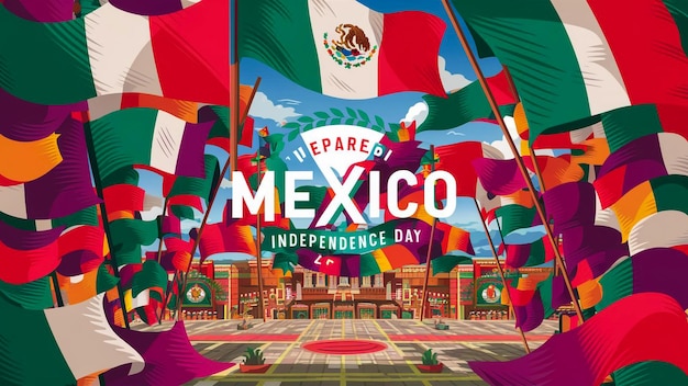 a poster of mexico flag with the words mexico on it