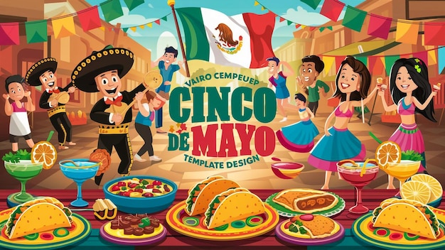 a poster for mexico shows a cartoon character and pizza