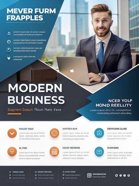 Photo a poster for modern business shows a man in a suit and tie