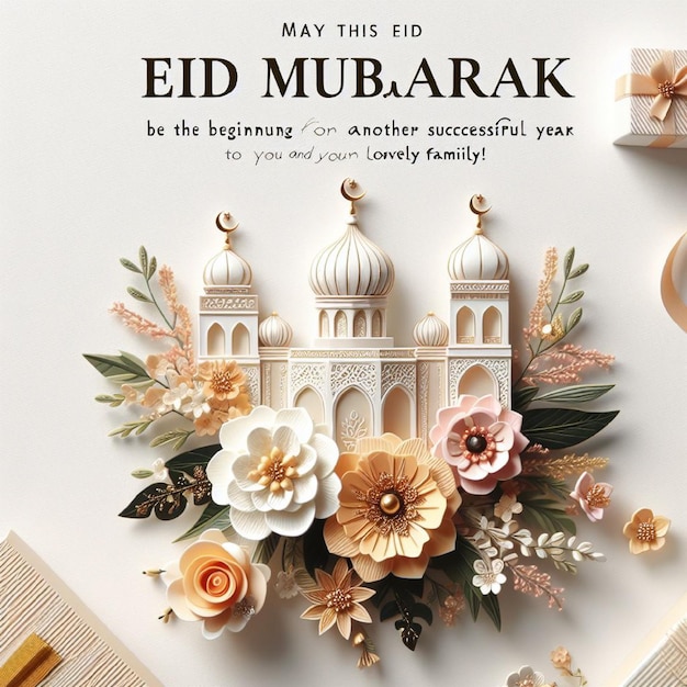 A poster for the month of ramadan greeting card eid mubarak