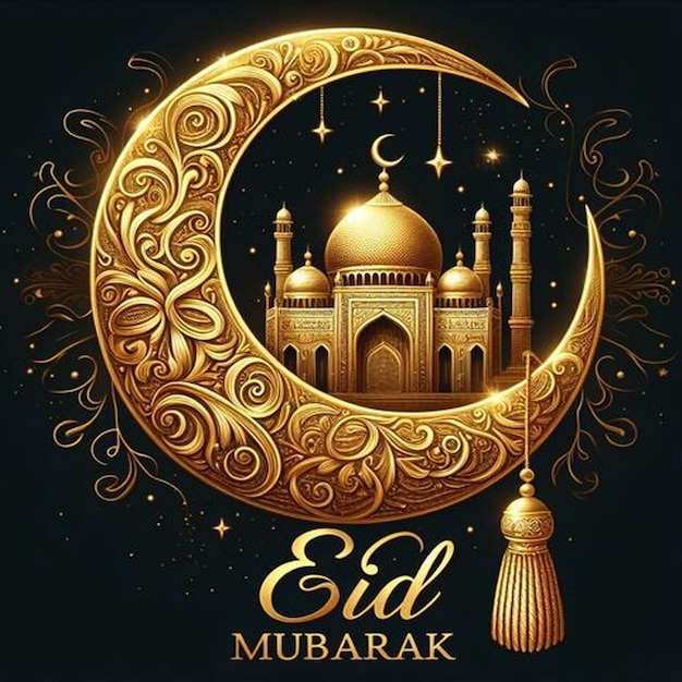 A poster for the month of ramadan greeting eid mubarak card