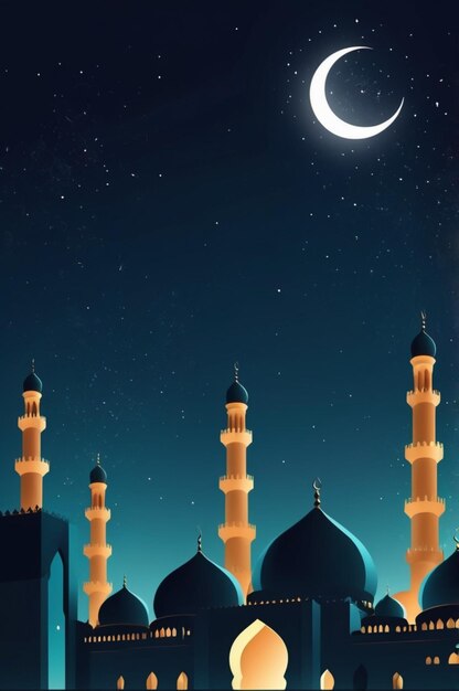 Photo a poster for a mosque with a crescent moon and a crescent moon