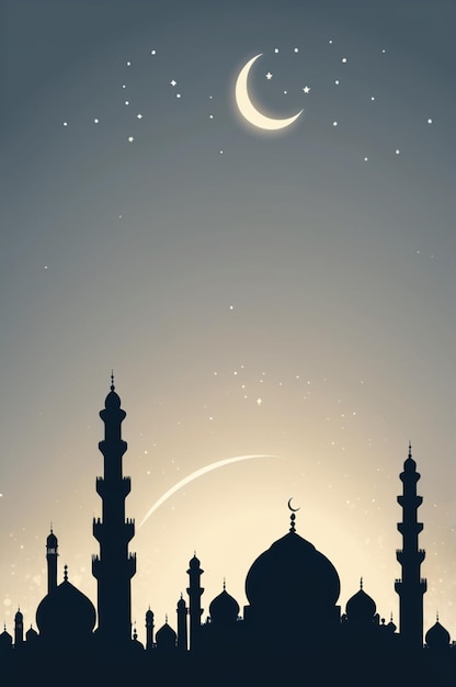 Photo a poster for a mosque with a crescent moon and a crescent moon