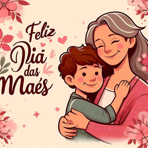 a poster for a mother and child with the mothers day lettering in spanish