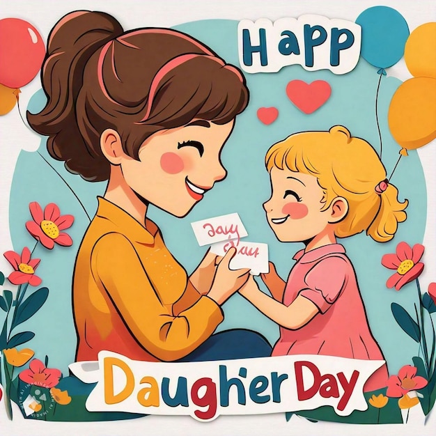 Photo a poster for a mother and daughter that says happy day